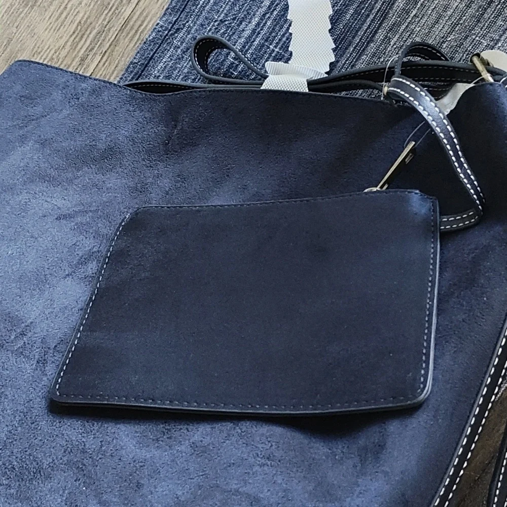 GAP Navy Vegan Suede Bucket Bag